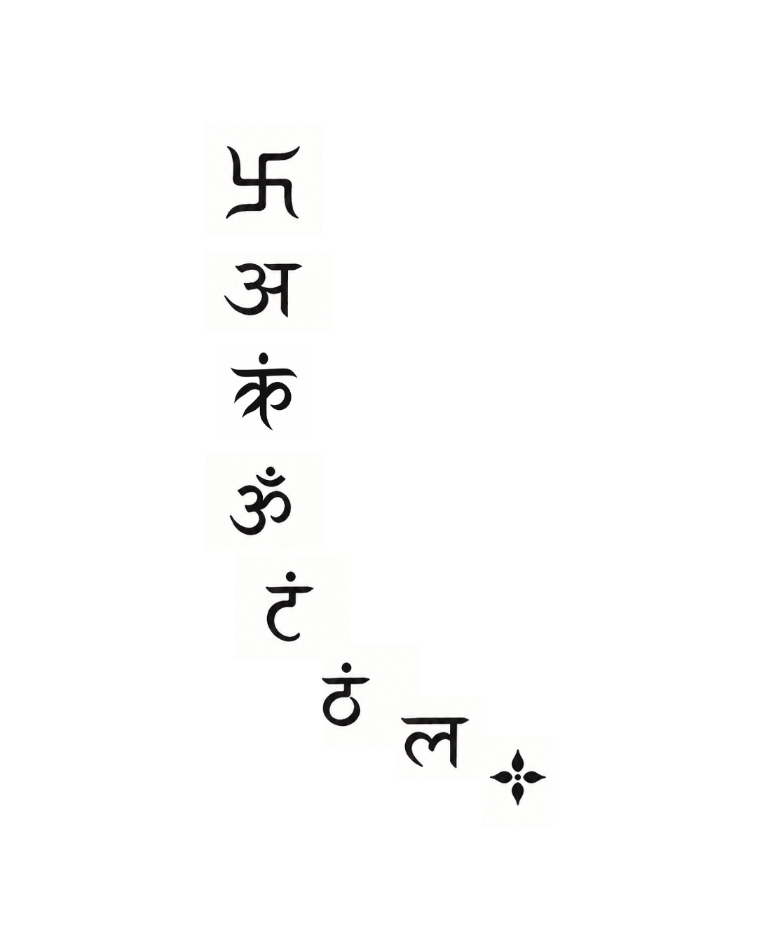 Raasleela Navratri Tattoo - vertical stack of Indian symbols
