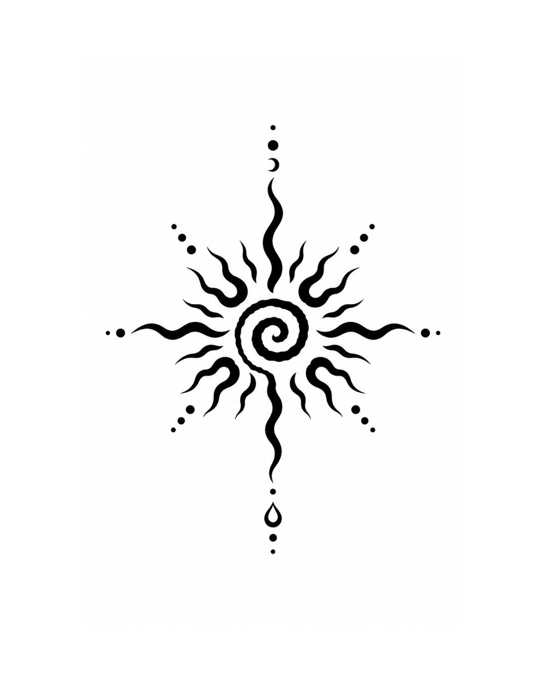 Dhuni Navratri Tattoo - sacred fire sun spiral design