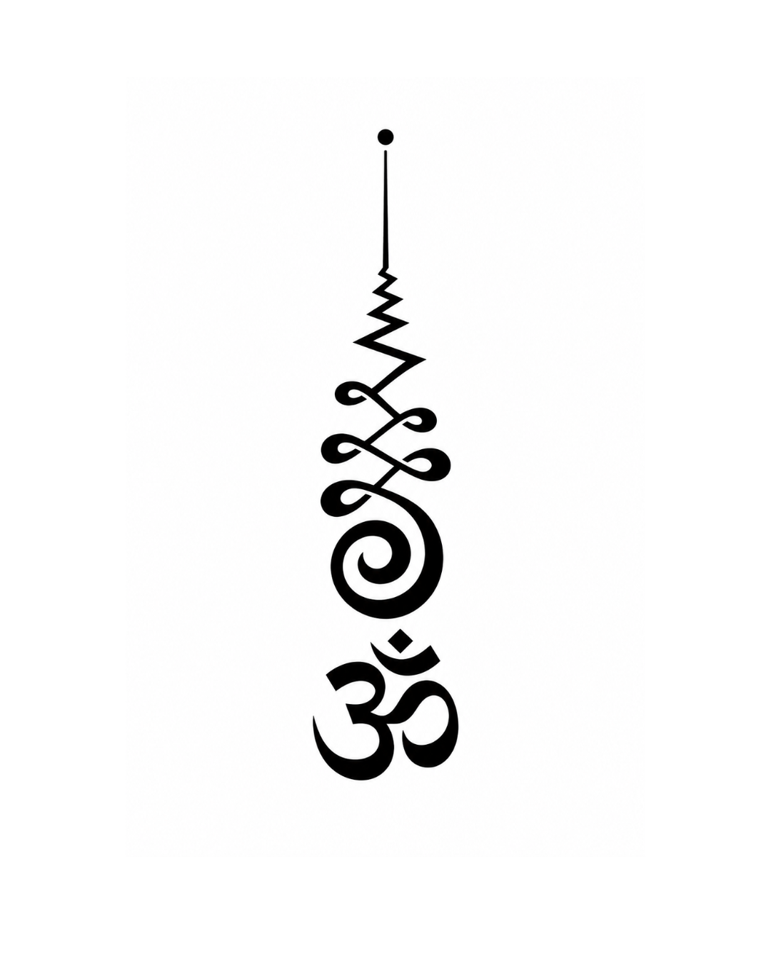 Spiral Om Navratri Tattoo - Om symbol with spiral trail